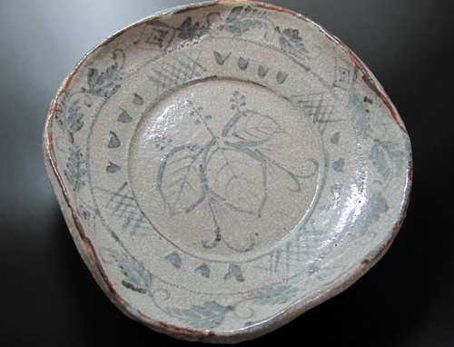 ♥志野　鉢　木箱付き　四方鉢　陶板　古玩　骨董品 ♥志野 鉢 木箱付き 四方鉢 陶板 古玩 骨董品